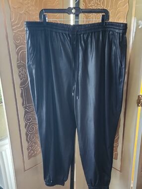Blank NYC Women's Black Faux Leather Joggers